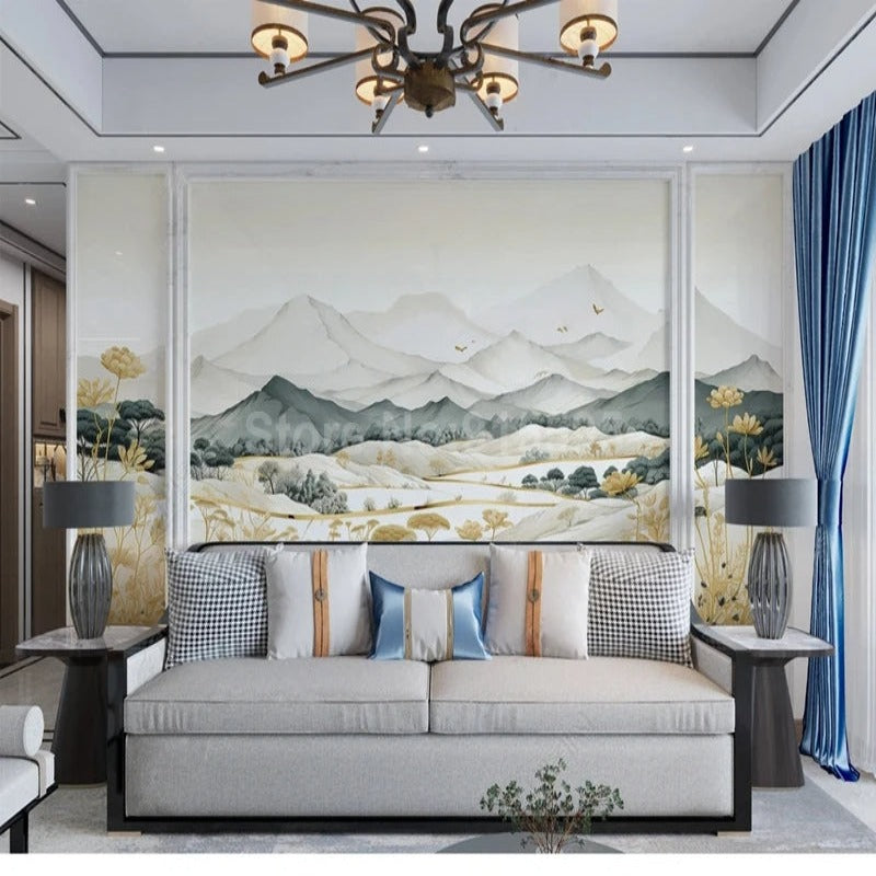 Country Style Mountains 3D Wallpaper SKU# WAL0438